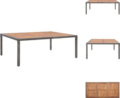 Immagine prodotto di vidaXL Tavolo da giardino grigio 200x150x74cm in poly rattan e legno massiccio di acacia - Tavoli da giardino