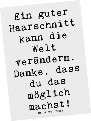 Produktbild von Mr. & Mrs. Panda Postkarte Spruch Friseur Wunder - Weiß - Geschenk, Ansichtskarten, Danke, persönliches, sagen, bildkarte, Geschenkidee, Aufmerksamkeit, Wertschätzung