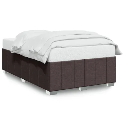 Image de Cadre de lit sans matelas brun foncé 120x190 cm Tissu