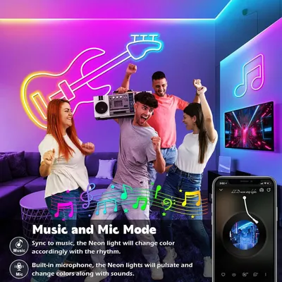 Produktbild von RGB LED-Neonlichtstreifen - Flexibler Neon-Lichtschlauch - 20 m - App-Steuerung - Fernbedienung - IP65 Wasserdicht - Musik-Synchronisation - DIY-Dekoration