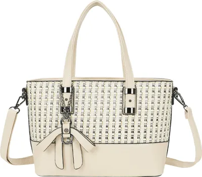 Image de Gallantry, sac cabas pour femme texturé à motif à carreaux et bandoulière, beige