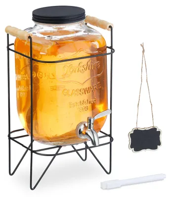 Getränkespender 5 L mit Hahn & Deckel, Glas, transparent