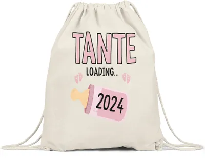 Produktbild von Tante Loading 2024 Turnbeutel Gymsack Geschenk Werdende Tante Babynews mit Ladebalken Schwangerschaft Geschenkidee