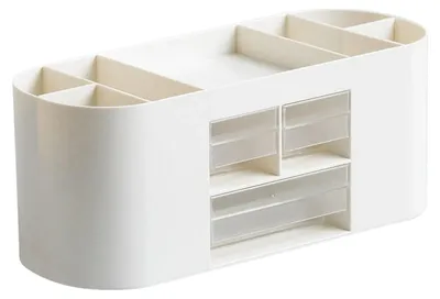 Produktbild von Schreibtisch Organizer mit 3 Schubladen - Stiftehalter und Aufbewahrungsbox - Multifunktionale Aufbewahrung für Büro, Schminktisch und Zuhause - Weiß