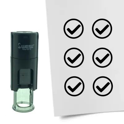 Obrázok produktu pre Začiarkavacie políčko CombiCraft Stamp Checkmark / OK 10 mm okrúhly - čierny atrament