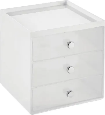 Produktbild von Organizer stapelbare Aufbewahrungsbox mit 3 Schubladen mDesign transparent/weiß