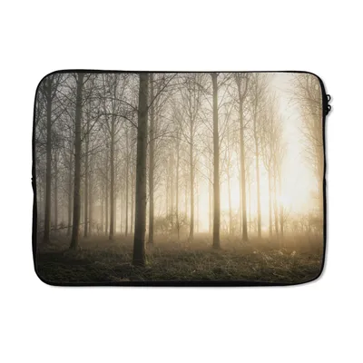 Produktbild von MuchoWow® Laptop Hülle 14 ZollWald - Sonne - Nebel Laptoptasche - Laptoptasche - Stoßsicher - Schutzhaube