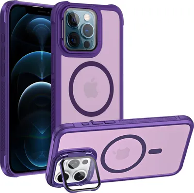 Immagine prodotto di Custodia protettiva per iPhone 12 Pro, compatibile con il supporto in vetro pieghevole MagSafe per la protezione della fotocamera