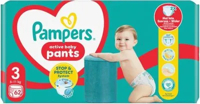 Obrázek produktu pro Pieluchomajtki Pampers Pants Jumbo Rozmiar 3 (6-11 kg) 62 szt.