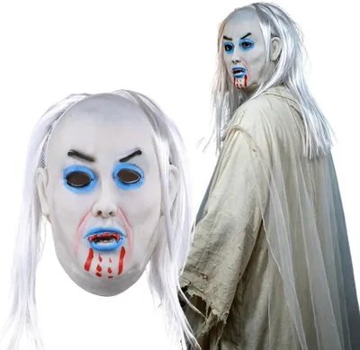 Productafbeelding van Halloweenmasker, realistisch met haar, one size, geschikt voor kostuumfeesten