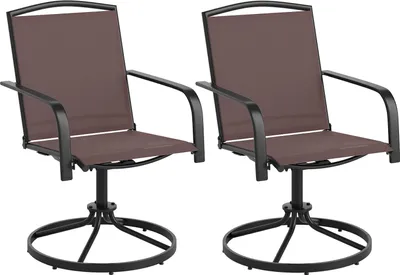 Produktbild von Drehbare Schaukelstühle Set von 2/4, Outdoor Schaukelstühle mit Hoher Rückenlehne, Armlehnen & atmungsaktivem Sitz, Metallrahmen Esszimmerstühle