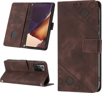 Produktbild von Hülle für Samsung Galaxy Note 20 Ultra Prägung Flip Leder Brieftasche Schutzhülle mit Ständer Braun