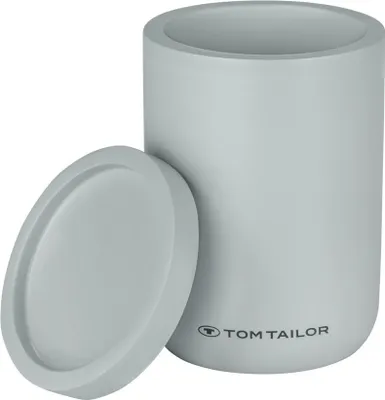 Immagine prodotto di Scatola portaoggetti TOM TAILOR con coperchio grigio | scatola in cotone, scatola organizer, mini scatola, organizer per il trucco, scatola per cosmetici, scatole organizer, portaoggetti per il bagno, in poliresina, 7,7 x 11 x 7,7 cm