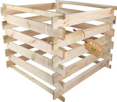 Produktbild von Komposter Holz 88x88x73cm, Holzkomposter mit Stecksystem, Schnellkomposter