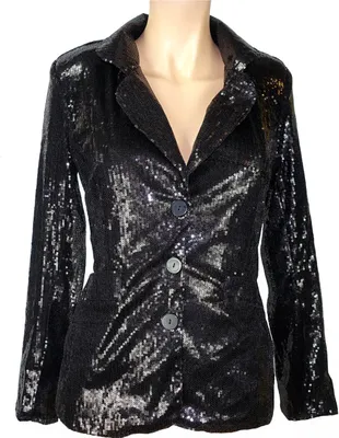 Produktbild von Damen Pailletten Jacket (Schwarz) / Größe: 32/34