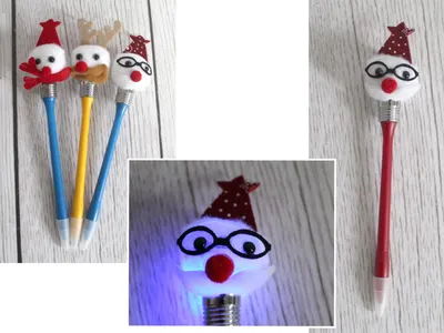 Image de Stylo à bille, lot de 12, thème de Noël, tête lumineuse à LED, assortiment, 23 cm, Nxca-19049