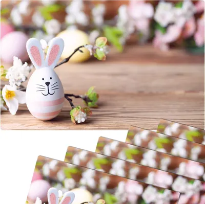 Immagine prodotto di Set di 6 tovagliette lavabili con fiori e coniglietti di Pasqua