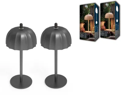 Produktbild von Northpoint LED Umbrella Tischlampe Akku dimmbar Touch Indoor Outdoor IP44 warmweiß 2er Set schwarz