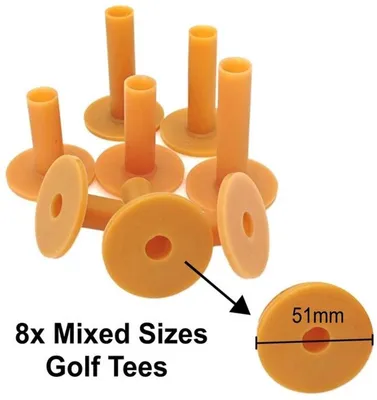 Golftees 8x Set aus weichem Gummi - Verschiedene Größen 35/42/54/60/65/70/75/80 mm - Langlebig - Golfzubehör - Geeignet für