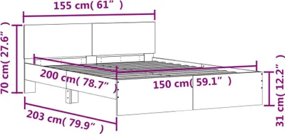 Produktbild von vidaXL Bettgestell mit Kopfteil Weiß 150x200 cm