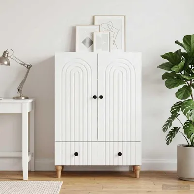 Image de Buffet à tiroirs vidaXL, blanc, 66 x 34,5 x 95 cm, aggloméré