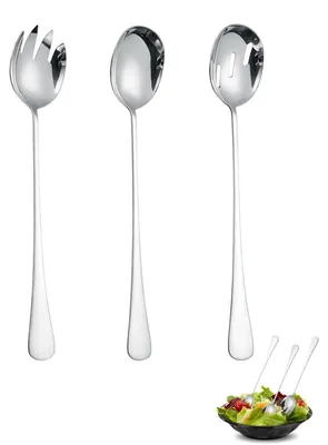 Salatbesteck-Set, 3-teilig, Edelstahl, silber, 28 cm