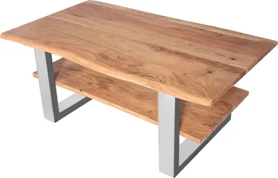 Produktbild von Couchtisch Baumkante 115 x 65 cm Akazie massiv + naturfarben silber PATRICK