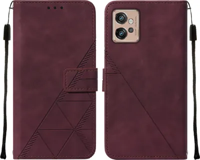 Obrázek produktu pro Flipové kožené pouzdro pro Motorola Moto G32 peněženkový design pouzdro s embosováním, držákem karet a stojánkem červené