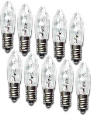 Produktbild von 10 Stück Riffelkerzen 34V 3W E10 Ersatzlämpchen für 7er Schwibbogen Lichterkette Pyramide Weihnachtsbeleuchtung