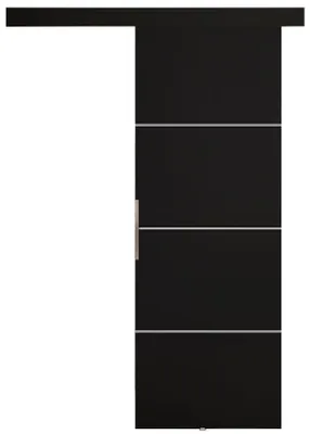 Produktbild von KIER FURNITURE Schiebetür Komplettset MALIBU PLUS 60, Schiebetür, Sliding Door, Innentüren Komplettset,Universal Tür, Türblatt Innen Schwarz 66x205x1,6 cm