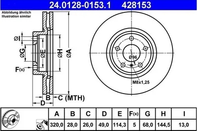 Image de 2x ATE 24.0128-0153.1 disque de frein essieu avant
