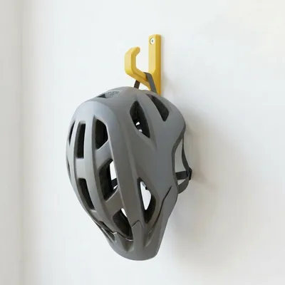 Produktbild von Fahrradhelm Wandhalterung - Skateboard Fahrrad Helm Wand Halter Haken, Farbe:Gelb, Menge:1