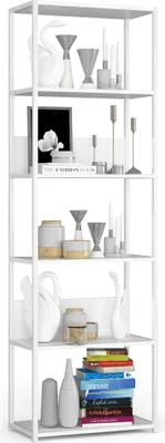 Image de Étagère en métal loft 60 cm blanche avec 6 étagères