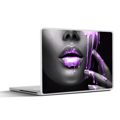 Produktbild von MuchoWow® Laptop Aufkleber Sticker Cover Lippen - Lila - Schwarz 36.5x27.5 cm - Laptop-Sticker