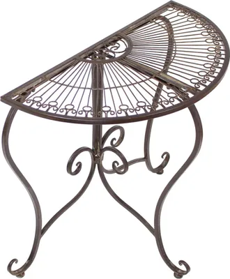 Produktbild von FRANK FLECHTWAREN Konsolentisch Halbrund Flurtisch Beistelltisch Konsole Provencal Maße: 80 x 42 x 76 cm, Metall
