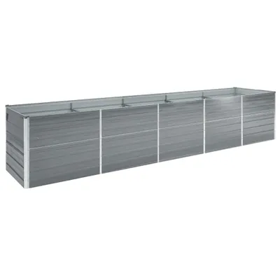 Produktbild von vidaXL Garten-Hochbeet Verzinkter Stahl 400×80×77 cm Grau -  Blumentöpfe & Pflanzgefäße