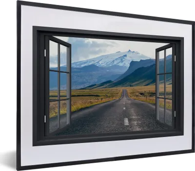 Produktbild von MuchoWow® MuchoWow® Gerahmtes Poster Aussicht - Berg - Straße 40x30 cm - Poster mit zchwarzem Bilderrahmen - Bilderrahmen - Poster im Rahmen