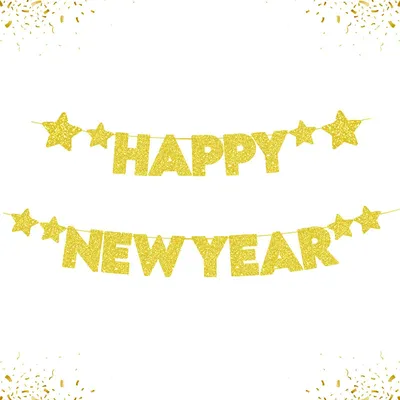Happy New Year Slinger Gold Glitter Silvester 2025 Banner
