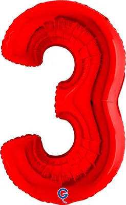 Produktbild von Riesenzahl Folienballon 40"/102cm | Rot Zahl: 3