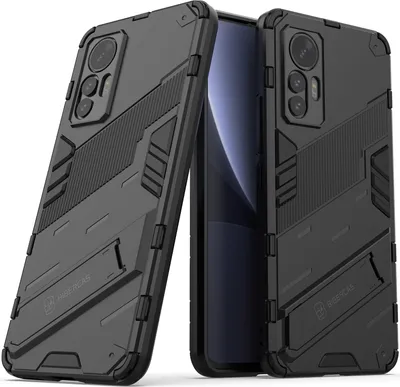 Produktbild von Armor Hülle für Xiaomi 12 Lite, Hybrid PC TPU Bumper Stoßfestes Schutzhülle mit Standfunktion Schwarz