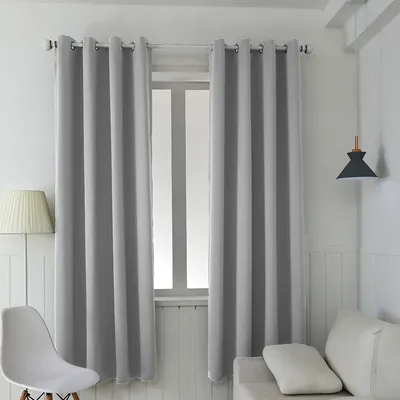 Produktbild von 2er-Set Thermotülle Verdunkelungsvorhang Thermovorhang für Schlafzimmer Wohnzimmer 107x213cm Grau
