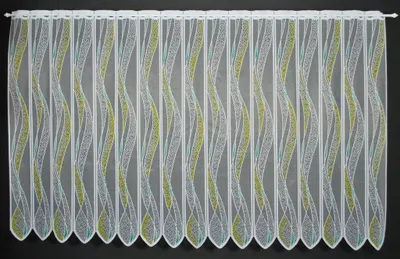 Produktbild von Gardinen Kranzusch Scheibengardine Welle 120x287,5 cm H/B grün/gelb Bistrogardine Vorhang Küche 1er Pack