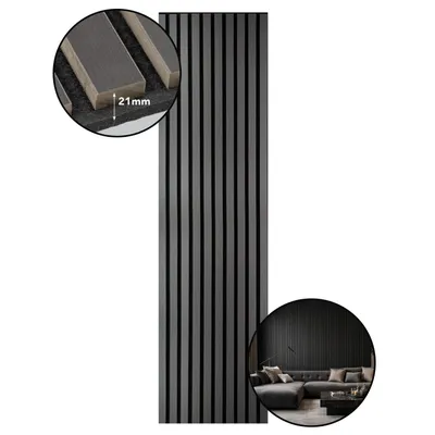 Produktbild von LP Projekt Holzwandpaneel 150x40cm | Modernes 3D Akustikpaneel für Räume und Büros | Dekorativ Eiche schwarz Wandpaneel geeignet für dekorative Wand