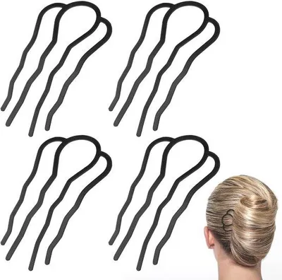 Immagine prodotto di Dailygoods - Pettini per capelli, confezione da 4 pezzi - Forma a U - Fermagli per capelli - Accessori da donna - Antiscivolo - Metallo, 8,8 x 5 cm