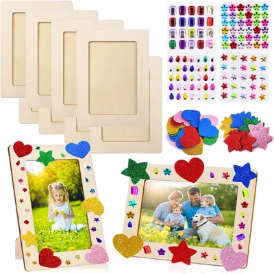 Produktbild von Holz-Fotorahmen Set, 8 Stück, zum Bemalen, kreative Bastelidee für die Dekoration