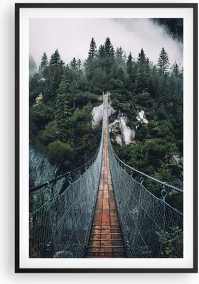 Produktbild von Gerahmtes Poster - Schwarzer Rahmen - Ausgesetzt Brücke Wald - 61x91,5 cm - Wand Bild - Wanddeko - Wandbilder - Kunstposter - Wandposter - Bilderrahmen - Bilder - Kunstdruck - P2BPA61x91-5189