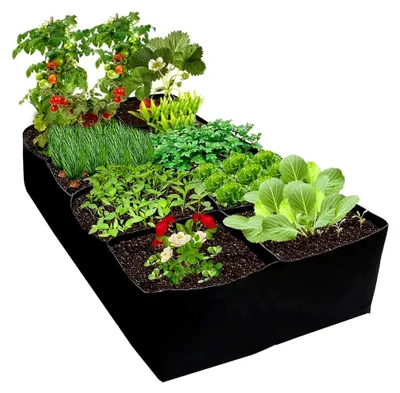 Produktbild von 8 Fächer Pflanzsack aus Vliesstoff für Balkon und Kübelpflanzen, Pflanzgefäße für Gemüse und Blumen
