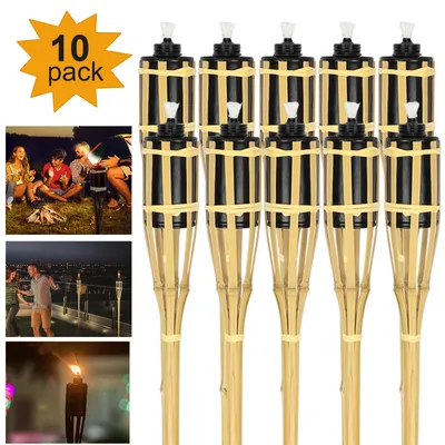 Produktbild von Jiubiaz Gartenfackel 10x Fackeln Fackel Gartenflamme Außen Leucht Wegeleuchten Bambus