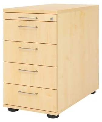 Produktbild von bümö office Standcontainer - mit 4 Schubladen - Nachbildung Ahorn, Griff: Bügelgriff (Metall)