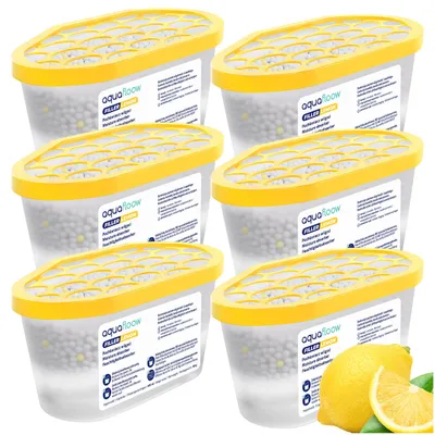 Image de 6 déshumidificateurs de 400 ml – Absorbeurs d'humidité pour la cuisine, la salle de bain, la voiture et le salon – Parfum citron